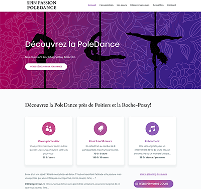 Site internet Spin Passion Pole Dance