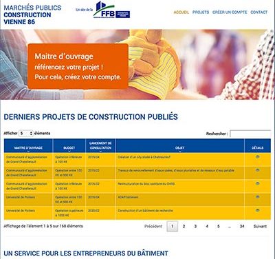 Création du site internet Marchés publics construction Vienne 86